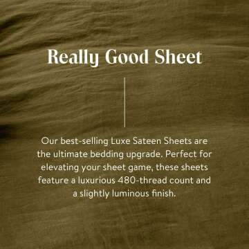 Brooklinen Luxury Sateen 4 Piece Sheet Set - 100% Cotton, Queen Size in Graphite - 1 Fitted Sheet, 1 Flat Sheet, 2 Pillowcases | Best Luxury Sheets