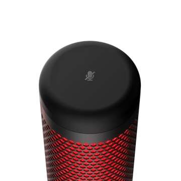 HyperX QuadCast - USB Condenser Gaming Microphone, for PC, PS4, PS5 and Mac, Anti-Vibration Shock Mount, Four Polar Patterns, Pop Filter, Gain Control, Podcasts, Twitch, YouTube, Discord, Red LED