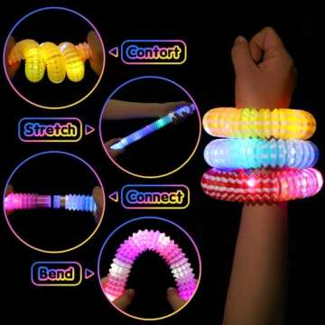 Gigilli 24 Pack Glow Sticks Party Favors for Kids 4-8-12, Goodie Bags Stuffers Light up Pop Tubes, Bulk Glow Necklace Bracelet Birthday Valentines Day Glow in the Dark Party Supplies Party Decoration