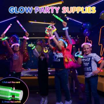 Gigilli 24 Pack Glow Sticks Party Favors for Kids 4-8-12, Goodie Bags Stuffers Light up Pop Tubes, Bulk Glow Necklace Bracelet Birthday Valentines Day Glow in the Dark Party Supplies Party Decoration