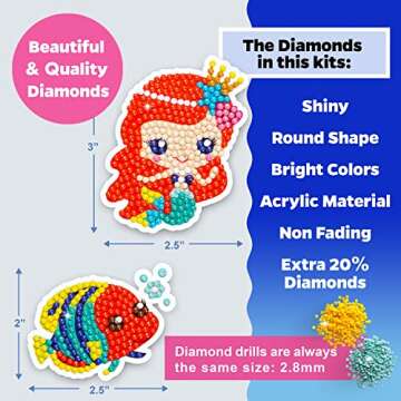 Halmolife 5D Diamond Painting Stickers Kits for Kids and Adult Beginners Gem Paint by Numbers Diamonds Arts for Boys and Girls Ages 6 7 8-12 DIY Princesses kit with Dots Gifts for Kid