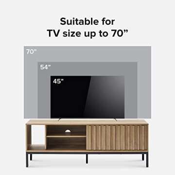 mopio Norwin TV Stand, Rustic Modern Industrial Television Stand for 60/65/70 inch TV, Fluted Entertainment Center with Storage, Wood Media Console Credenza Cabinet Table for Living Room (Oak 64")