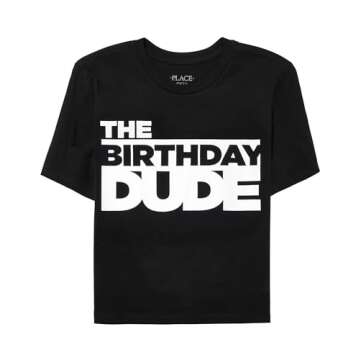 The Children's Place boys Birthday Dude Graphic Tee T Shirt, Black, 7 8 US