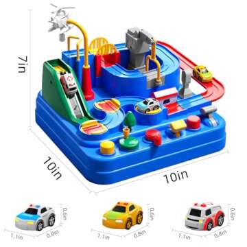 TEMI Boys Toys Car Track, Kids Race Track City Adventurous Car Toy for 3 4 5 6 7 Years Old Boys Girls - Car Toys with 3 Cars, Car Track Toys for Boys Age 3, Birthday Gifts Toys for Boys 3-5 Years Old