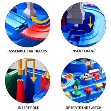 TEMI Boys Toys Car Track, Kids Race Track City Adventurous Car Toy for 3 4 5 6 7 Years Old Boys Girls - Car Toys with 3 Cars, Car Track Toys for Boys Age 3, Birthday Gifts Toys for Boys 3-5 Years Old