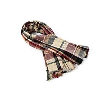 American Trends Women's Fall Winter Scarf Classic Tassel Plaid Scarf Warm Soft Chunky Large Blanket Wrap Shawl Scarves Pink Scarf