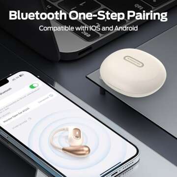 Monster Open Ear AC210 Headphones, Bluetooth 5.4 Earphones Stereo Sound, Wireless Headphones 30 Hours Playback, Type-C Charging, HD Clear Calls, Touch Control, IPX5 Waterproof Open Ear Earbuds,White