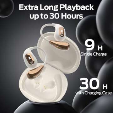 Monster Open Ear AC210 Headphones, Bluetooth 5.4 Earphones Stereo Sound, Wireless Headphones 30 Hours Playback, Type-C Charging, HD Clear Calls, Touch Control, IPX5 Waterproof Open Ear Earbuds,White