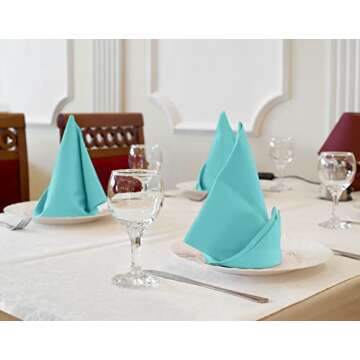 Utopia Kitchen Aqua Cloth Napkins [12 Pack, 18x18 Inch] Cotton Blend Washable and Reusable Table Dinner Napkins