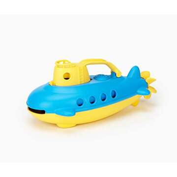 Green Toys Submarine in Yellow & blue - BPA Free, Phthalate Free, Bath Toy with Spinning Rear Propeller. Safe Toys for Toddlers, Babies