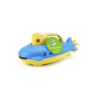 Green Toys Submarine in Yellow & blue - BPA Free, Phthalate Free, Bath Toy with Spinning Rear Propeller. Safe Toys for Toddlers, Babies