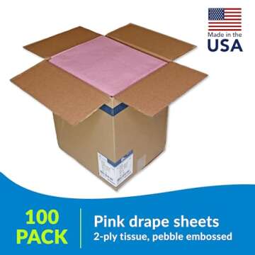 Avalon Single-Use Medical Patient Drape Sheets, Mauve, 40” x 48” (Pack of 100) ― 2-Ply Tissue ― Pebble Embossed ― Latex-Free Medical Supplies ― Tattoo Supplies (234)