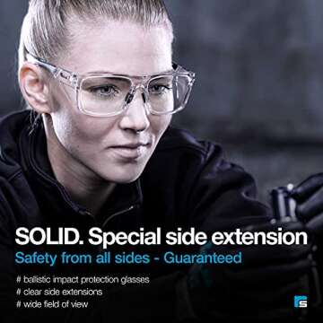 SolidWork Safety Glasses Clear Lens with Side Shields, Anti Fog, Anti Scratch, Anti-Glare, Protective Eyewear for Men & Women