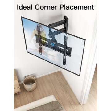 Pipishell Full Motion TV Wall Mount for Most 26-60 inch Flat & Curved TVs up to 77 lbs, Adjustable Bracket Height, Single Articulating Arm, Extension, Max VESA 400x400mm, PIMF9