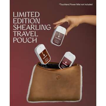 Touchland Limited Edition Vegan Shearling Travel Pouch, Fashion Accessory Mists & Beauty Essential Toiletries