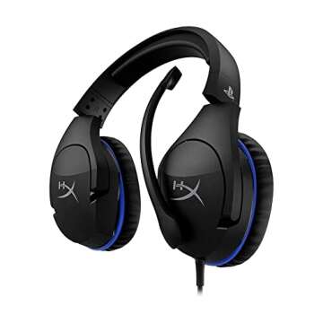 HyperX Cloud Stinger - Gaming Headset, Official Licensed for PS4 and PS5, Lightweight, Rotating Ear Cups, Memory Foam, Comfort, Durability, Steel Sliders, Swivel-to-Mute Noise-Cancellation Mic,Black