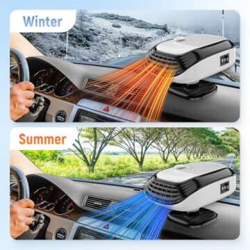 Car Heaters for Vehicle, 2025 New Portable Car Heater Car Heater Lighter Windshield Defogger and Defroster, Upgrade 2 in 1 Heating Cooling Fast Windshield Defrost Defogger (White, 12V)