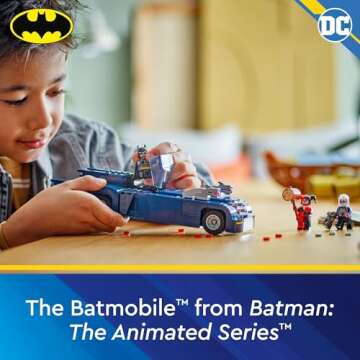 LEGO DC Batman: Batman with The Batmobile vs. Harley Quinn & Mr. Freeze Building Set, Batmobile Toy from The Animated TV Series for Kids, Batman Car Gift for Boys and Girls Ages 8 and Up, 76274