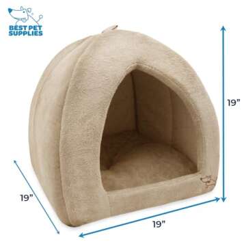 Pet Tent-Soft Bed for Dog and Cat by Best Pet Supplies - Tan, 19" x 19" x H:19"