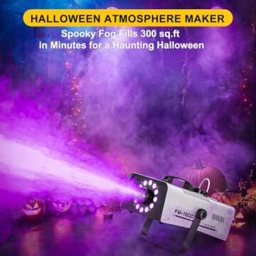 1500W Fog Machine with Strobe Lights & 13 Colorful LED Effects