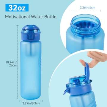 Kerilyn 32oz Water Bottle, Leakproof Sports Water Bottle, BPA Free Plastic Water Bottle No Straw, Reusable Water Bottle with Handle, Fruit Infuser for Gym Fitness, Camping, Outdoor, Blue