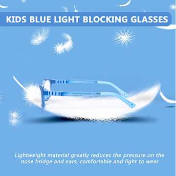 FONHCOO Blue Light Blocking Glasses for Kids, Boys & Girls Unbreakable Frame Computer Gaming TV Phone Glasses with Glasses Strap, for Children Age 5-10