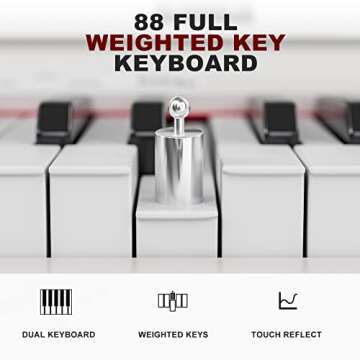 UMOMO 88 Weighted Key Digital Piano with Piano Bench, Hammer Action Electric Piano with Piano Stand, Headphone Jack, 3 Pedal, Full Size Electronic Piano Keyboard for Beginner, Adults, White