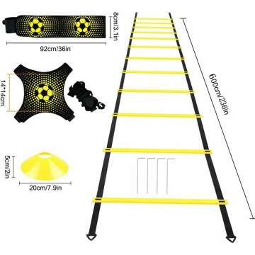 Football Speed Agility Training Set Agility Ladder 12 Sports Cones and Football Kick Trainer Football Training Equipment Footwork Drills for Kids and Adults