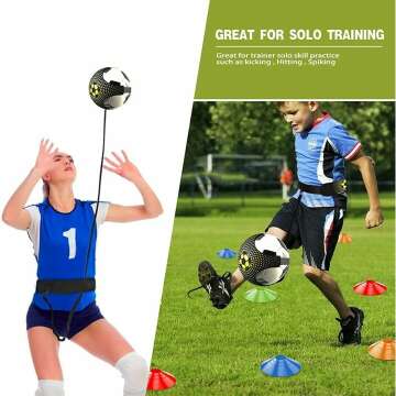 Football Speed Agility Training Set Agility Ladder 12 Sports Cones and Football Kick Trainer Football Training Equipment Footwork Drills for Kids and Adults