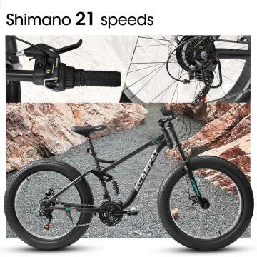 Full Suspension Mountain Bike: 21 Speeds & Dual Disc Brake