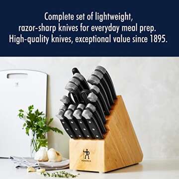 HENCKELS Statement Razor-Sharp 20-Piece Knife Set with Block, Chef Knife, Bread Knife, German Engineered Knife Informed by over 100 Years of Mastery, Natural