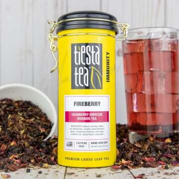 Tiesta Tea - Cranberry Hibiscus Rooibos Tea, Fireberry, Loose Leaf Herbal Tea Blend with Hibiscus and Cranberry, Currants, Rooibos Tea, Enjoy Hot or Iced, 50 Cups in Resealable Pouch - 5 Ounce