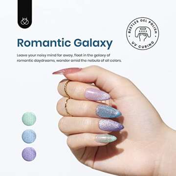 Beetles 6 Colors Holographic Glitter Cat Eye Spring Gel Nail Polish Kit with Magnet Romantic Galaxy Series Soak Off Uv Led Gel Nail Polish Set Home Diy Manicure Nail Salon Varnish Nail Art