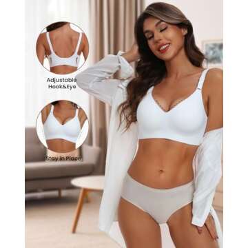 HORISUN Comfortable Bras for Women Supportive Wireless Bra Full Coverage(White S)