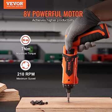 VEVOR Cordless Screwdriver, 8V 7Nm Electric Screwdriver Rechargeable Set with 82 Accessory Kit and Charging Cable, Nut Drivers Magnetic Bit Holder Tool Kit Home Repair, LED Light Dual Position Handle