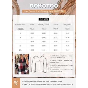 Dokotoo Womens Blouse Spring Summer Fall Fashion Ladies Basic Cotton Cuffed 3/4 Long Sleeve Plaid Print V Neck Work Tops Tunic Blouses Shirts for Women 2024 Business Casual Black