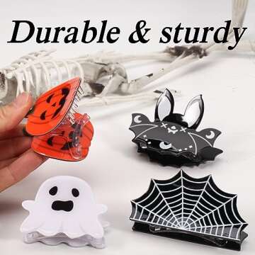 Halloween Hair Clips for Women Girls Cute Bat Spider Web Hair Claw Clips Strong Hold Non Slip Pumpkin Ghost Hair Clip Hair Grips Halloween Gifts Hair Accessories 4PCS