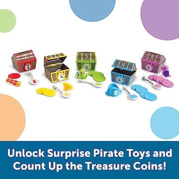 Learning Resources Sorting Surprise Pirate Treasure - 30 Pieces, Ages 3+ Color, Sorting & Matching Skills Toy, Fine Motor Skills Toys for Toddlers, Preschool Learning Toys