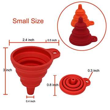 Silicone Collapsible Funnel Set of 4 Small and Large, Kitchen Funnels for Filling Water Bottle Oil Liquid Power Transfer, Foldable Cooking Gadgets Tools Food Grade