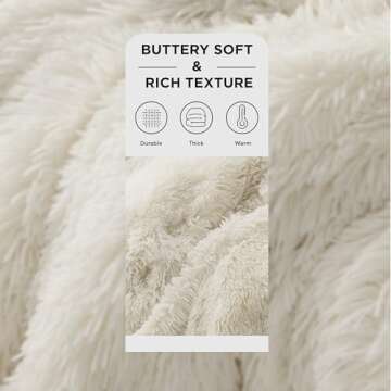 Bedsure Fluffy Cream Throw Blanket Gifts for Women, Men, Soft Fleece Cozy Fuzzy Sherpa Plush Warm Minky Thick Faux Fur Throws for Couch, Bed, Cream Decor Valentines Blanket Gifts for Her Him, 50x60