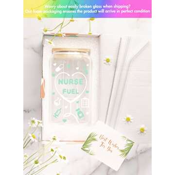 NewEleven Christmas Gifts For Nurse - Nurse Gifts For Women - Nurse Appreciation Gifts For Nurse, Nursing Student, Nurse Practitioner, Registered Nurse - RN Gifts For Nurses Women - 16 Oz Coffee Glass