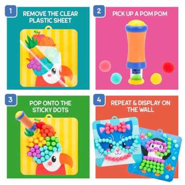 Educational Insights Pom Pom Kit - Arts and Crafts for Kids, Toddler Art Supplies, Toddler DIY Sensory Activity, Gift for Girls and Boys Ages 5+