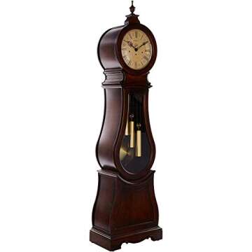 Howard Miller Arendal Grandfather Clock, Convex Glass Crystal Wood Finish with Single-Chime German Movement, Adjustable Levelers Pendulum Bob Portable Floor Clocks for Bedroom & Office