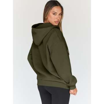 Trendy Queen Womens Zip Up Hoodies Oversized Sweatshirts Fall Fashion Outfits Sweaters Casual Jackets 2025 Winter Clothes Army Green S