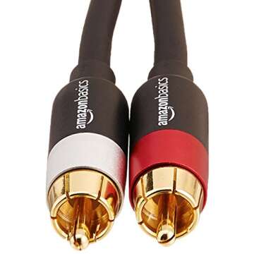 Amazon Basics 2 RCA Audio Cable - 4FT Gold-Plated for Amplifiers