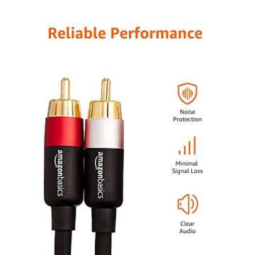 Amazon Basics 2 RCA Audio Cable 4FT with Gold-Plated Plugs