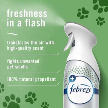 Febreze Air Mist Air Freshener Spray, Odor-Fighting Room Spray, Air Fresheners for Home and Bathroom and Kitchen, Aerosol Can, HD Pet Odor Fighter Scent, 8.8oz, 3 Count