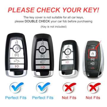 Cacacar for Ford Key Fob Cover with keychain, for Explorer Bronco Escape Edge Expedition Mustang F150 Fusion Ranger Lincoln Premium Soft TPU Full Protection Key Case Remote Key Holder (Size B-Black)