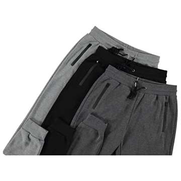 PURE CHAMP Mens 3 Pack Fleece Active Athletic Workout Jogger Sweatpants for Men with Zipper Pocket and Drawstring Size S-3XL(X-Large, Set 1)