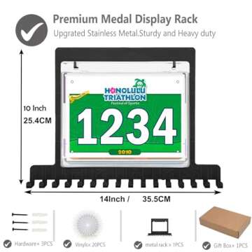 Race Medal Holder Wall Hanger,Marathon Medal Display and Runner Medal Hanger Display,Bib Running Medal Display, Running Medal Hanger Display,Medal Holder for Wall,Gifts For Runners Athlete Luxurious